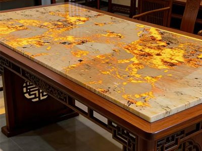Polished-gold-marble-tabletop